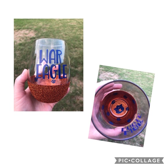 Auburn University Peekaboo Glitter Wine Glass - Picture 2 of 4